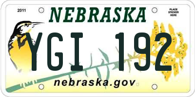 NE license plate YGI192