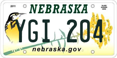 NE license plate YGI204