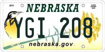 NE license plate YGI208