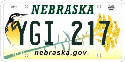 NE license plate YGI217