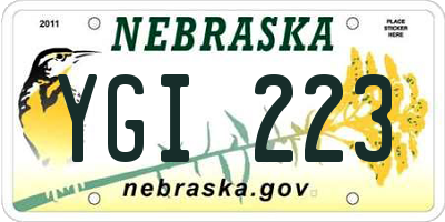 NE license plate YGI223
