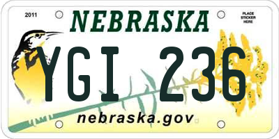 NE license plate YGI236