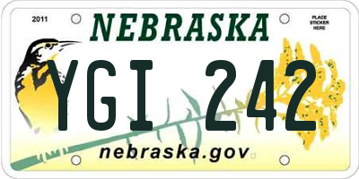 NE license plate YGI242