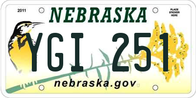 NE license plate YGI251