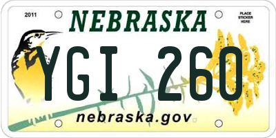 NE license plate YGI260