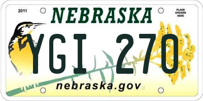 NE license plate YGI270