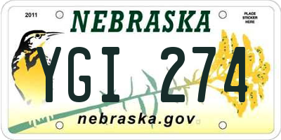 NE license plate YGI274