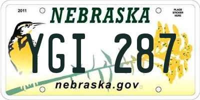 NE license plate YGI287