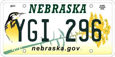 NE license plate YGI296