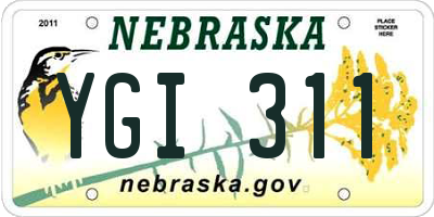 NE license plate YGI311