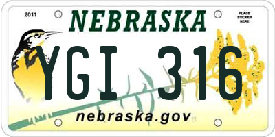 NE license plate YGI316