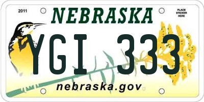 NE license plate YGI333