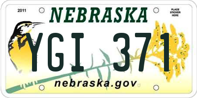 NE license plate YGI371
