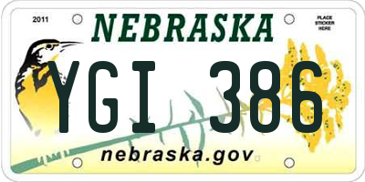NE license plate YGI386