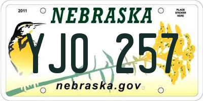 NE license plate YJO257