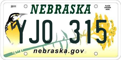 NE license plate YJO315