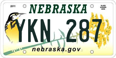 NE license plate YKN287