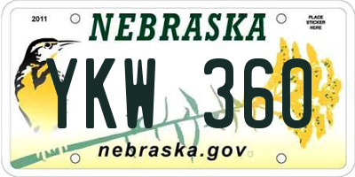 NE license plate YKW360