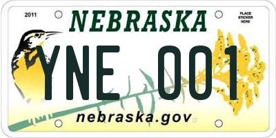 NE license plate YNE001