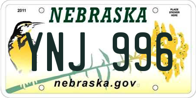 NE license plate YNJ996