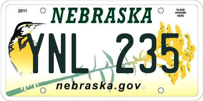 NE license plate YNL235