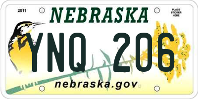 NE license plate YNQ206