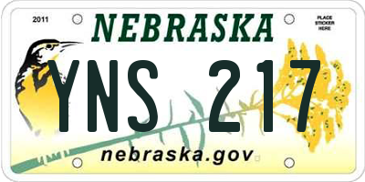 NE license plate YNS217