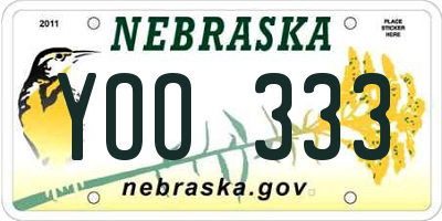 NE license plate YOO333