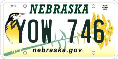 NE license plate YOW746