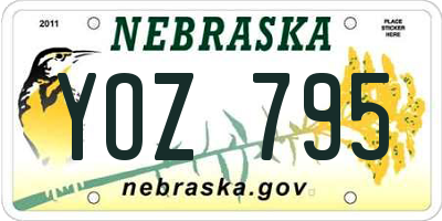 NE license plate YOZ795