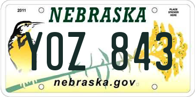 NE license plate YOZ843
