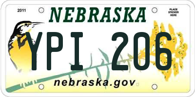 NE license plate YPI206