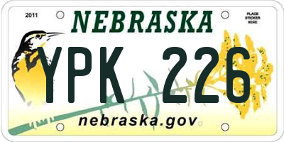 NE license plate YPK226