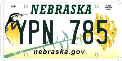 NE license plate YPN785