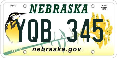 NE license plate YQB345