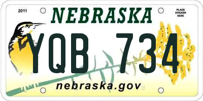 NE license plate YQB734