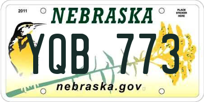 NE license plate YQB773