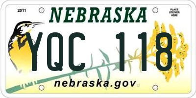 NE license plate YQC118