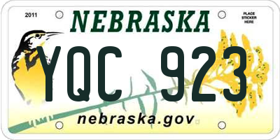 NE license plate YQC923