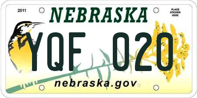 NE license plate YQF020