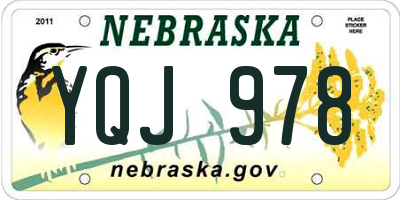 NE license plate YQJ978