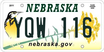 NE license plate YQW116