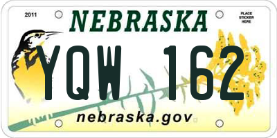 NE license plate YQW162