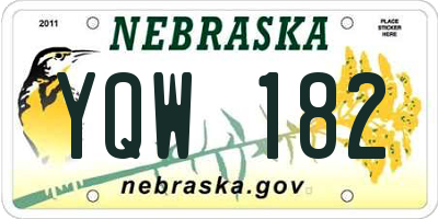 NE license plate YQW182