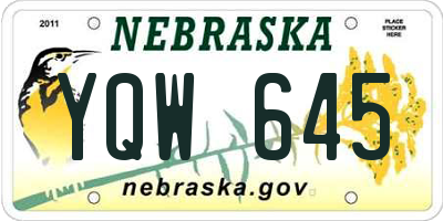 NE license plate YQW645