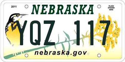NE license plate YQZ117
