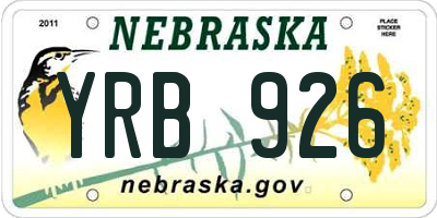 NE license plate YRB926