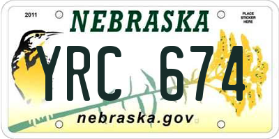 NE license plate YRC674