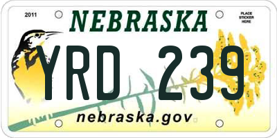NE license plate YRD239
