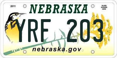 NE license plate YRF203